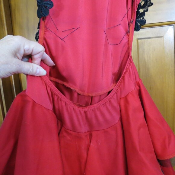 Red & Black Dance Costume Ballet No Tulle Open Back Size Adult S Child XL - Picture 7 of 7